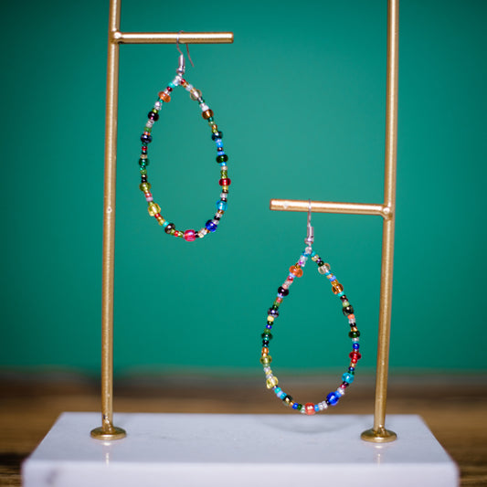 Rainbow Beaded Hoops