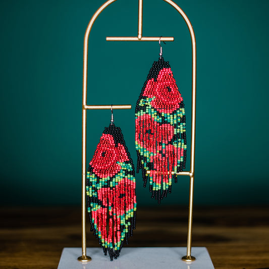 Beaded Rose Earrings