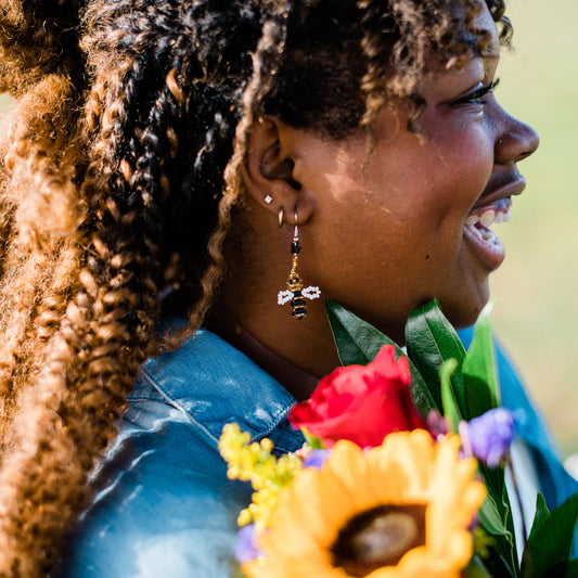 Beaded Bee Earrings