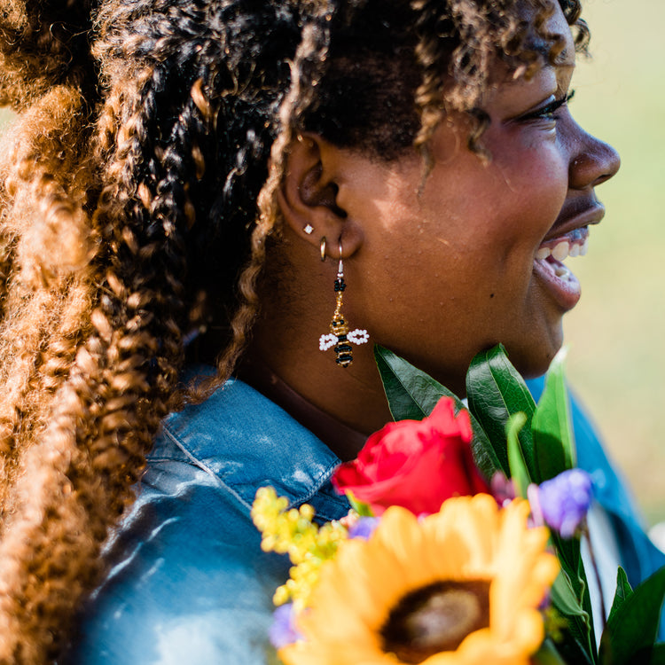 Beaded Bee Earrings