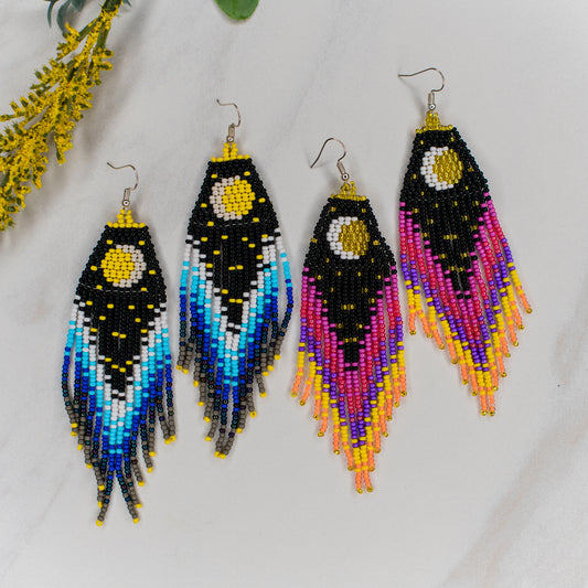 Crescent Moon Fringe Earrings