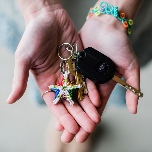 Starfish Beaded Keychain