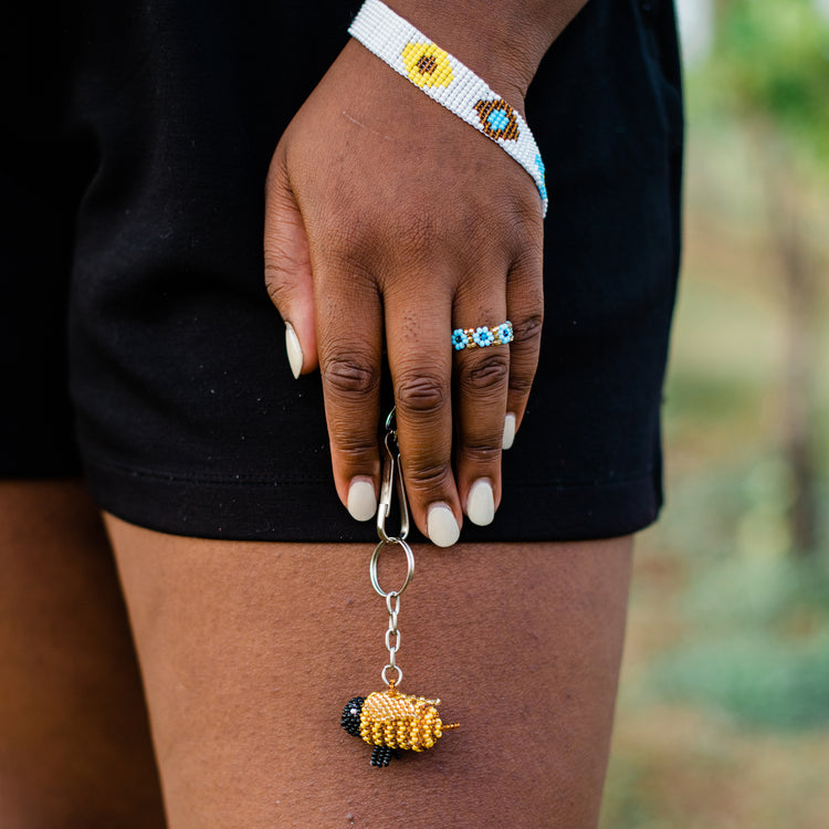 Bee Beaded Keychain