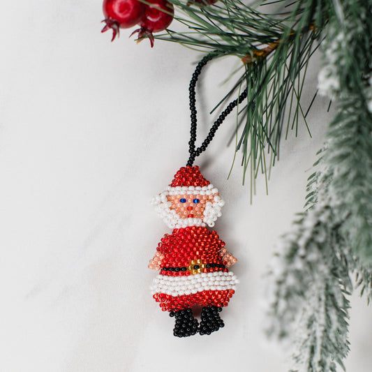 Santa Beaded Ornament