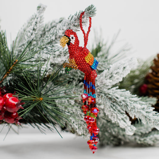 Large Beaded Parrot Ornament