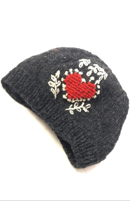 Knit Wool Heart Design Winter Beanie