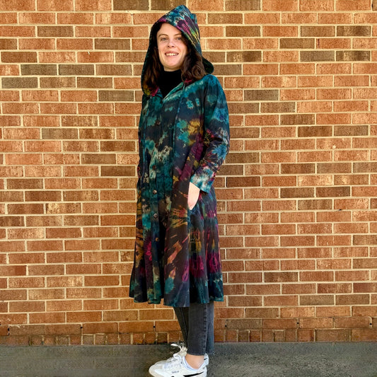 Long Tie Dye Button-Up Hoodie