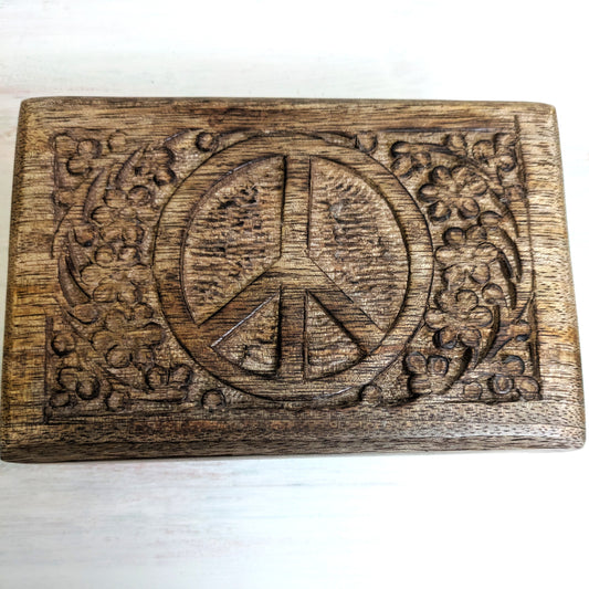 Tranquility Wooden Peace Sign Chest