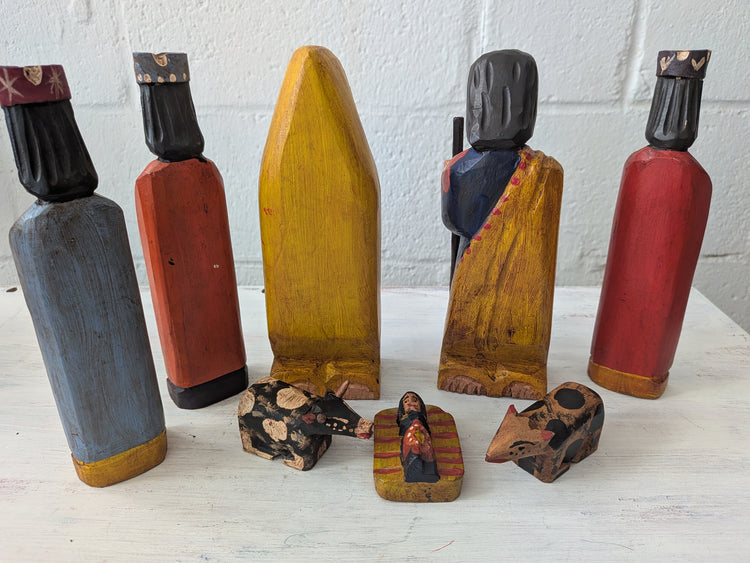 Large Wooden Guatemalan Nativity Scene