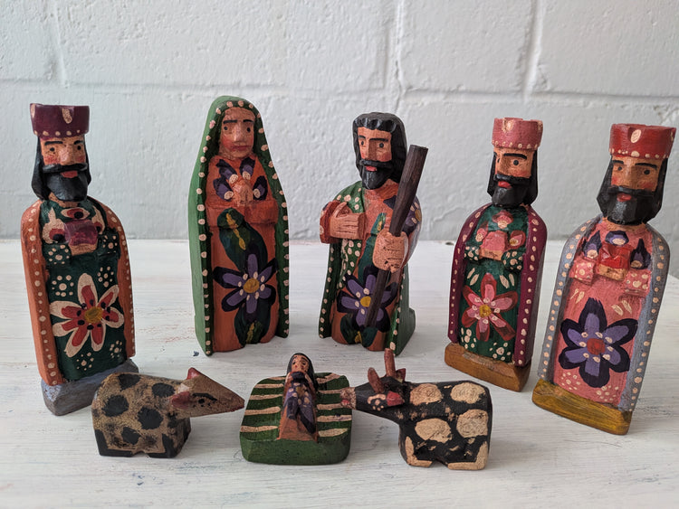 Medium Wooden Guatemalan Nativity Scene