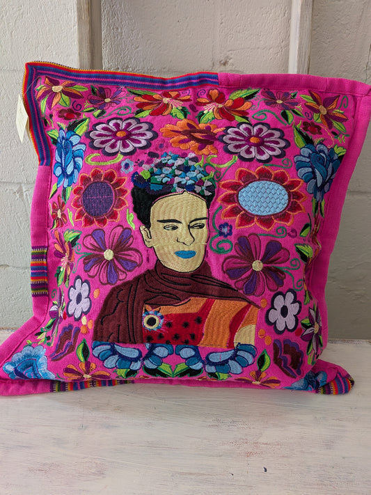 Frida Kahlo Hand-Embroidered Pillowcase