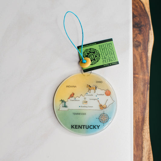 Kentucky Map Glass Ornament