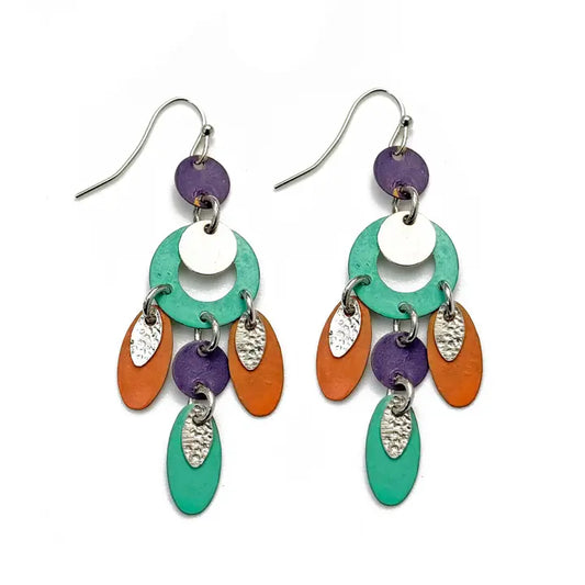 Multicolor Patina Circle Dangle Earrings