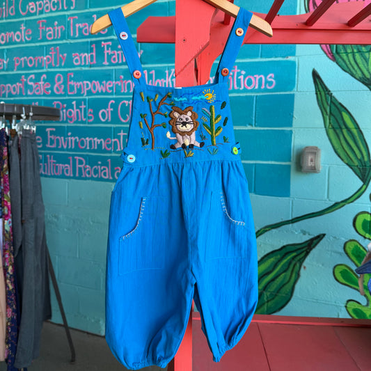 Kids Embroidered Lion Overalls