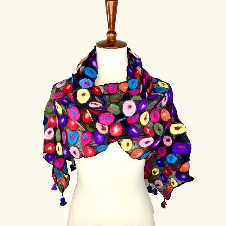 Polka Dot Felted Scarf
