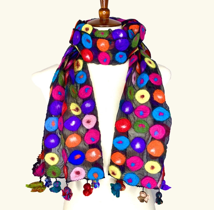 Polka Dot Felted Scarf
