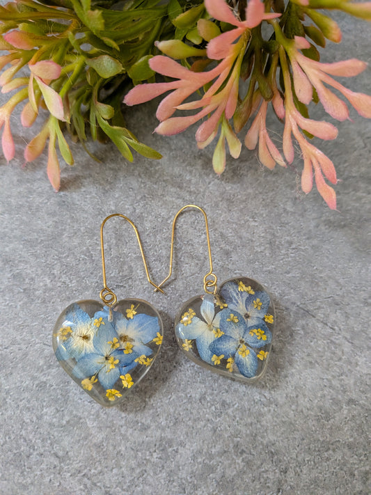 Stand with Ukraine Heart Floral Earrings