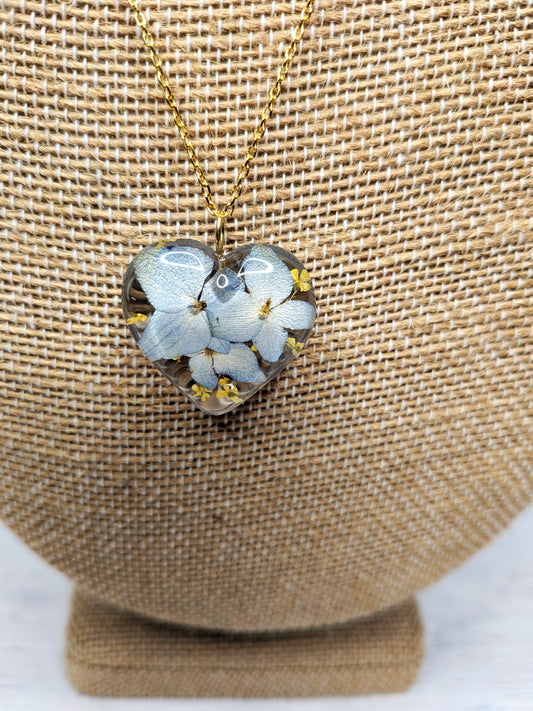 Stand with Ukraine Heart Floral Pendant Necklace