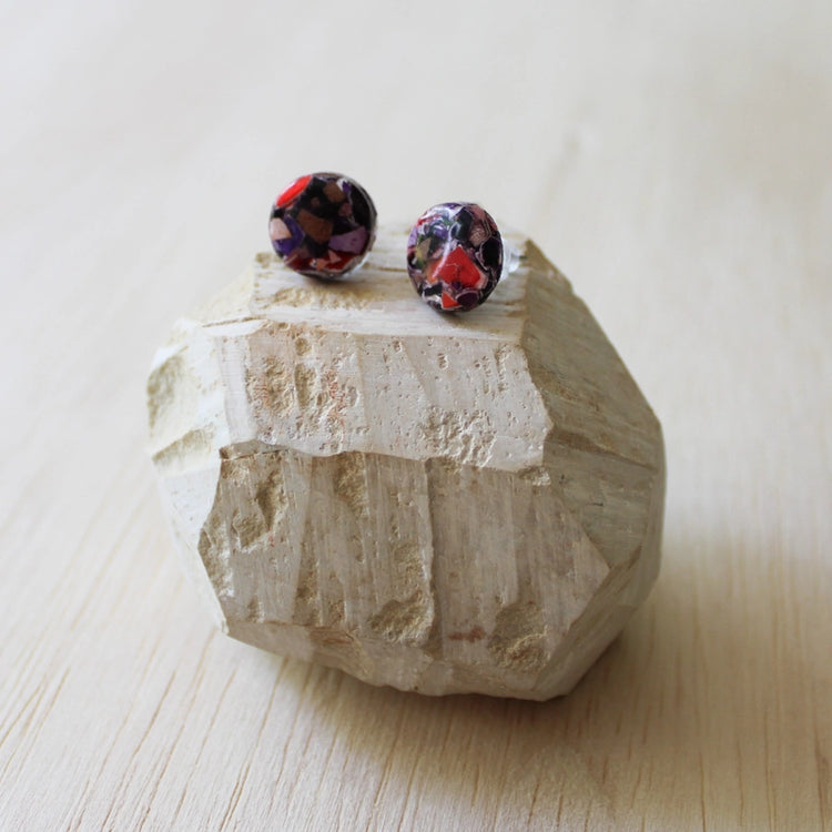 Eggshell and Resin Stud Earrings