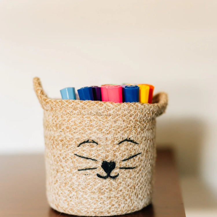 Cat Face Jute Basket