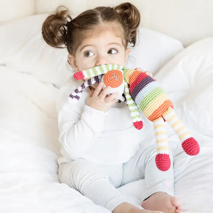 Knitted Rainbow Bunny Toy