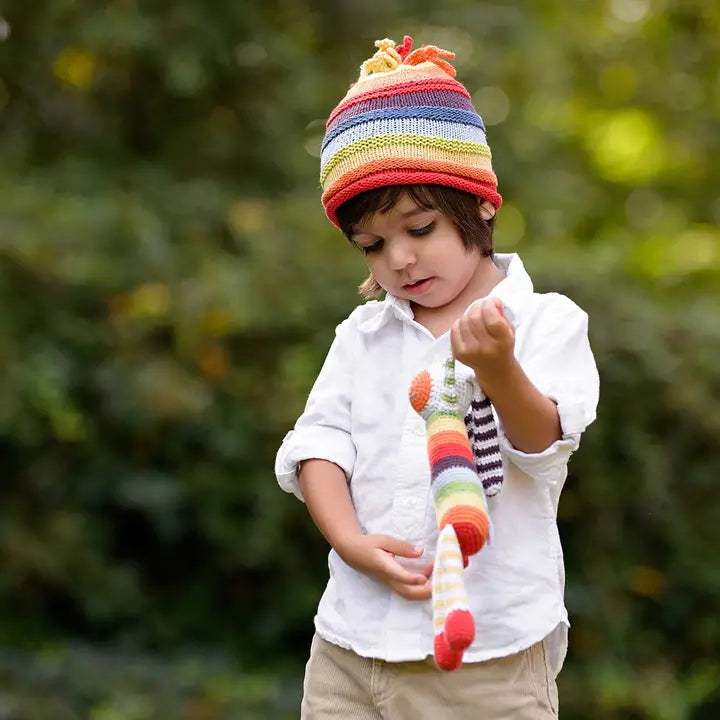 Knitted Rainbow Bunny Toy