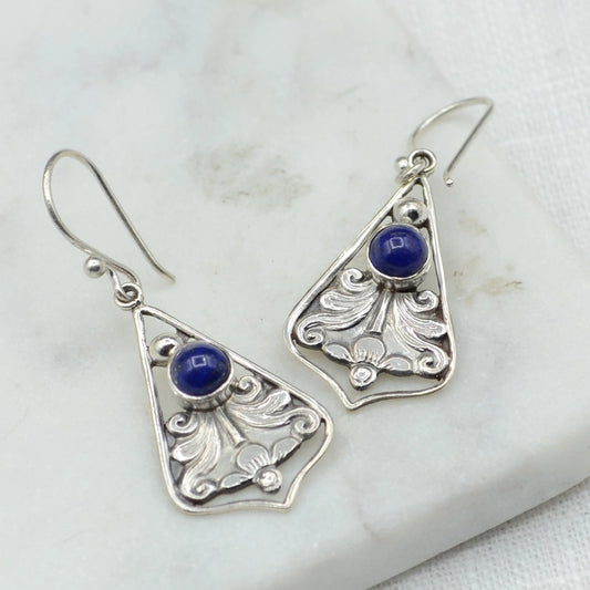 Regal Silver Lapis Lazuli Earrings