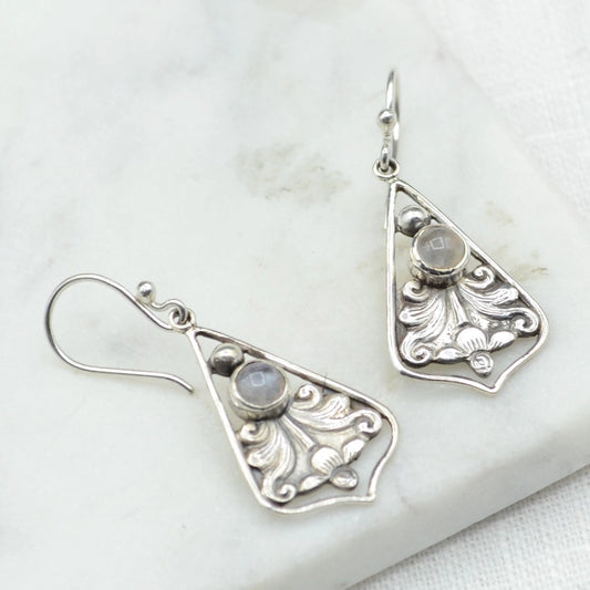 Regal Silver Moonstone Earrings