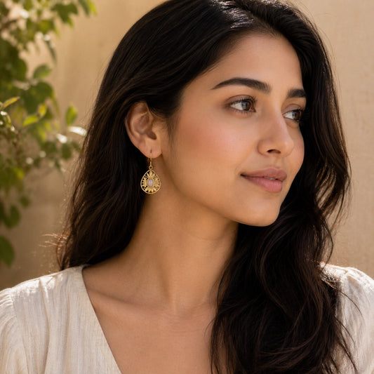 Tanvi Rose Quartz Earrings