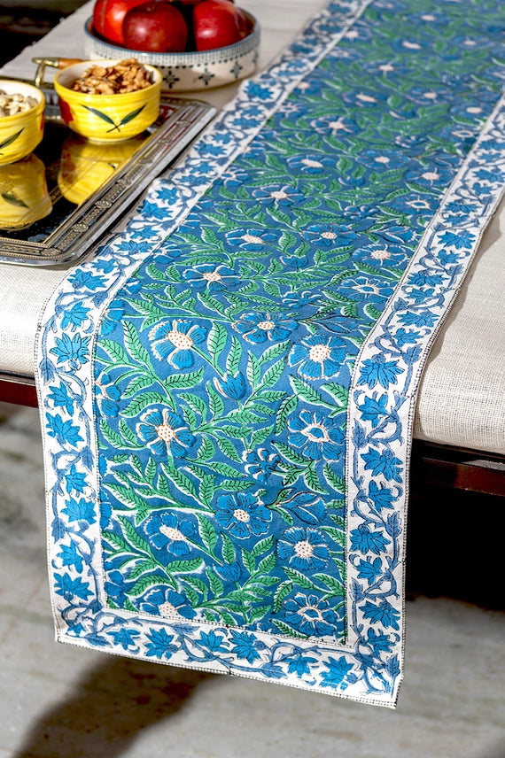 Sage & Blue Floral Table Runner