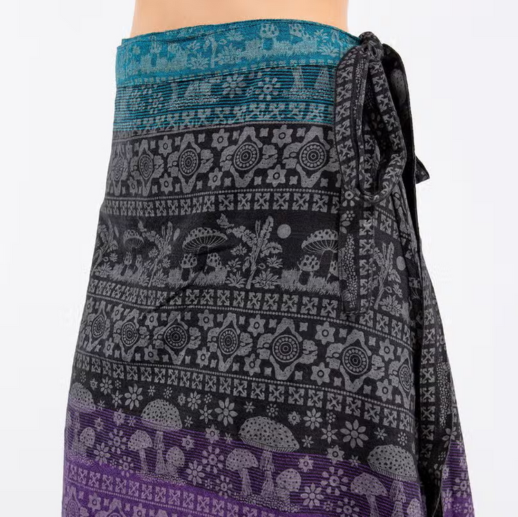 Hand-Loomed Cotton Mushroom Wrap Skirt