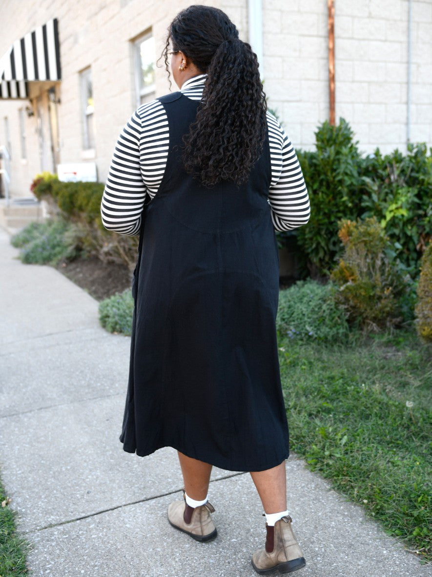 Cotton Overall Pocket Dress Small / Black At Lucia's World Emporium Cotton Overall Pocket Dress Small / Black At Lucia's World Emporium