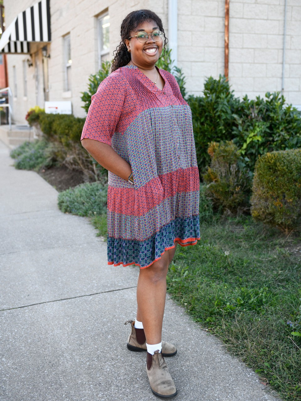 Smock Dress Plus Size Plus Size Casual Dress, Women's Plus Solid Shirred Lettuce Trim Puff Sleeve Smock Dress Plus Size Plus Size Casual Dress, Women's Plus Solid Shirred Lettuce Trim Puff Sleeve