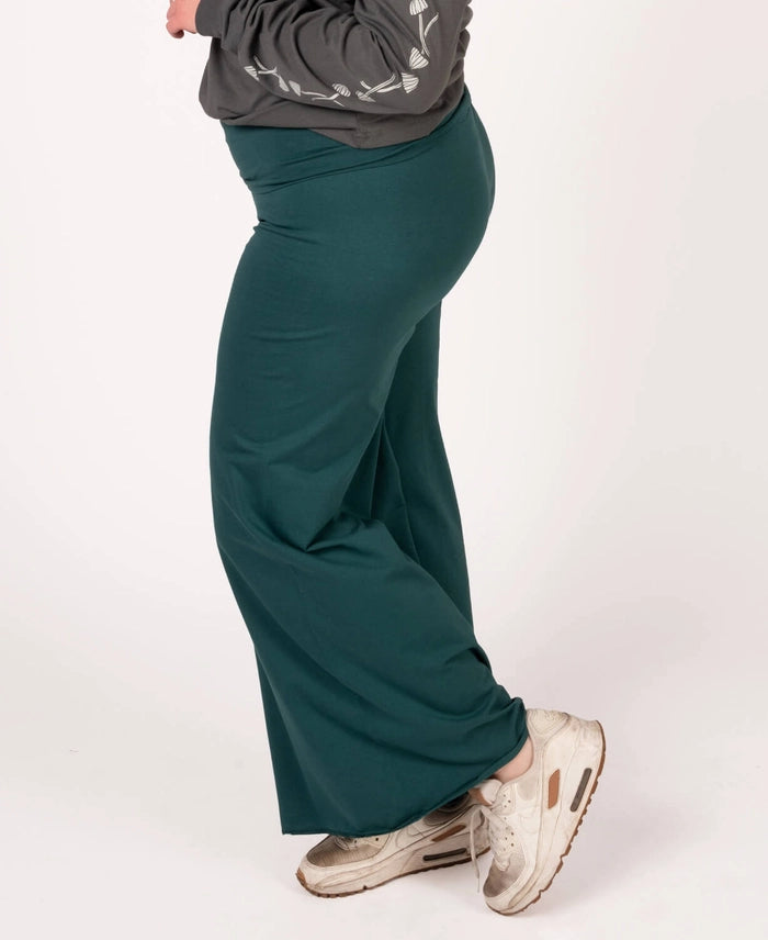 Organic Roll-Top Flowy Flare Yoga Pants
