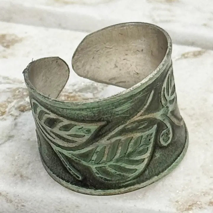 Silver Patina Cuff Ring