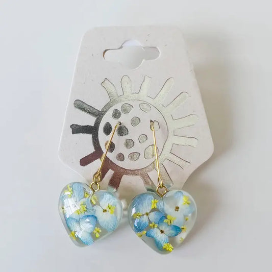 Stand with Ukraine Heart Floral Earrings