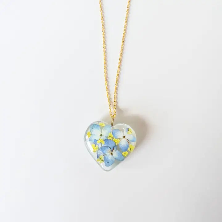 Stand with Ukraine Heart Floral Pendant Necklace