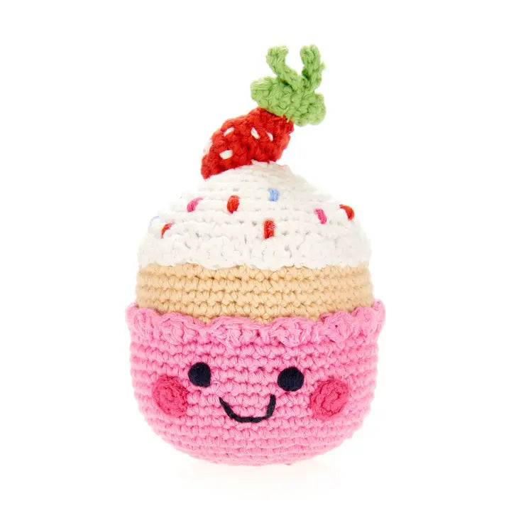 Strawberry Cupcake Knit Rattle