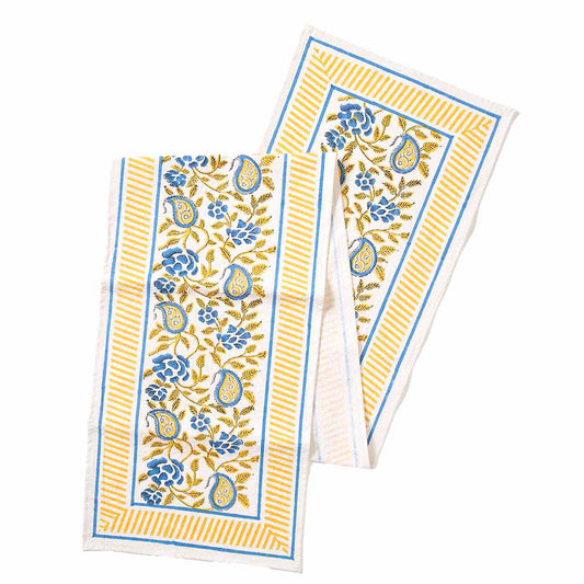 Suman Paisley Block Print Cotton Table Runner