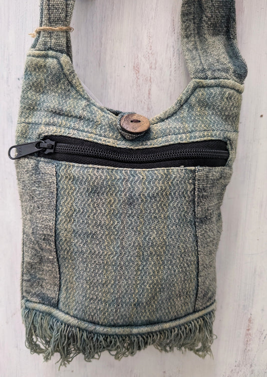 Teal Fringe Sling Bag