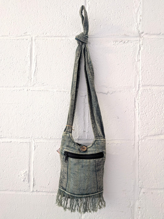 Teal Fringe Sling Bag