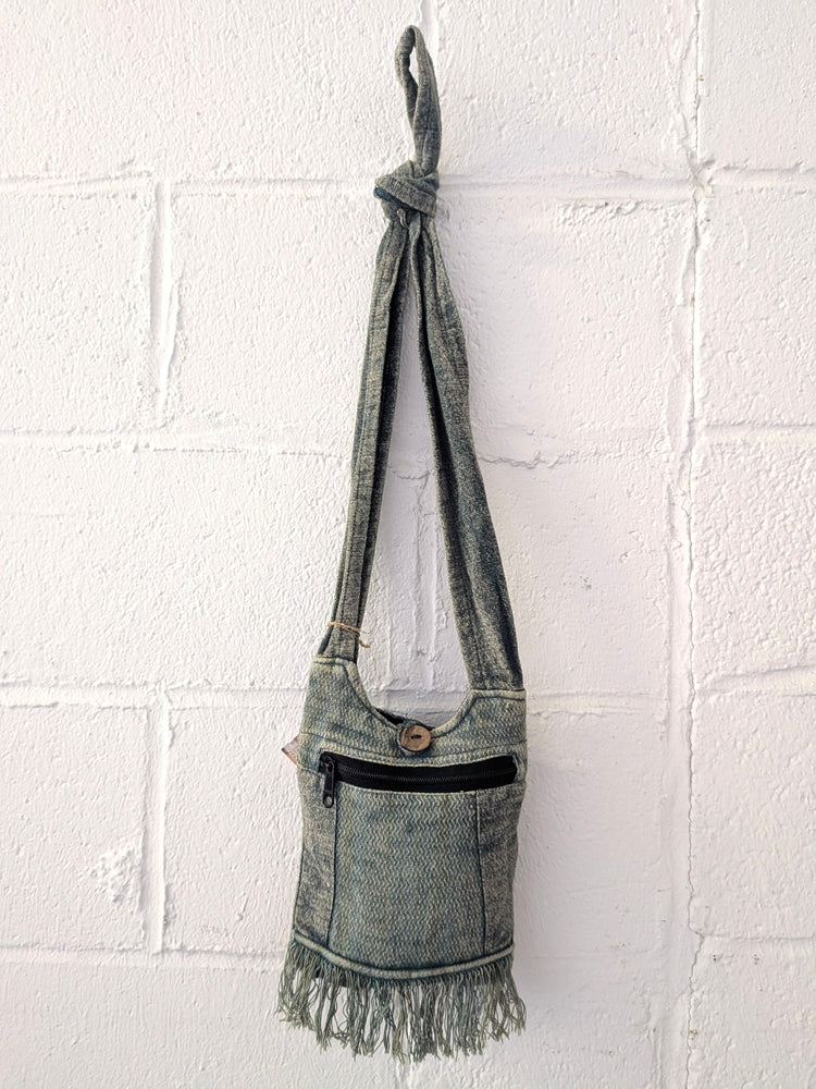 Teal Fringe Sling Bag