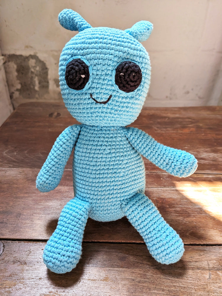 Turquoise Alien Knit Rattle