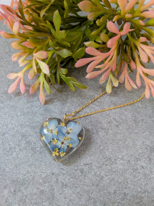 Stand with Ukraine Heart Floral Pendant Necklace