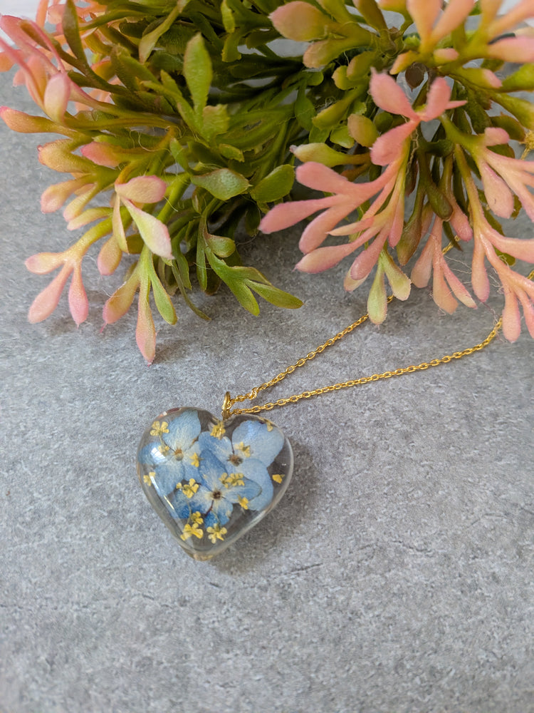 Stand with Ukraine Heart Floral Pendant Necklace