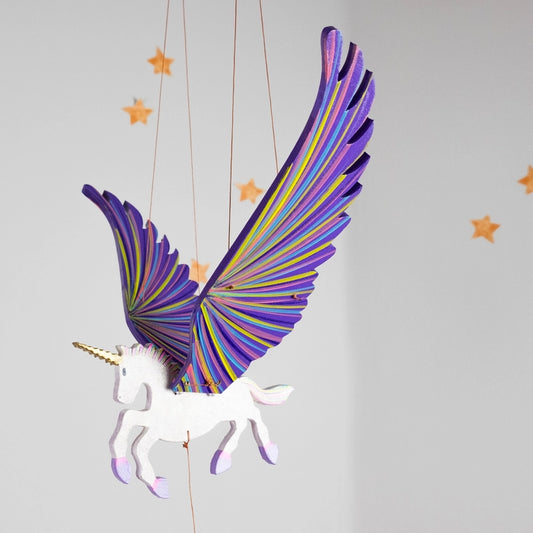 Purple Unicorn Flying Mobile