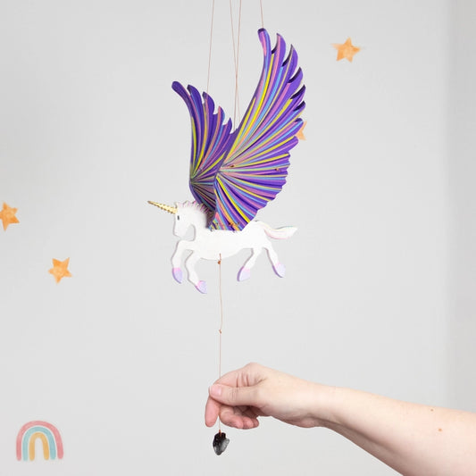 Purple Unicorn Flying Mobile