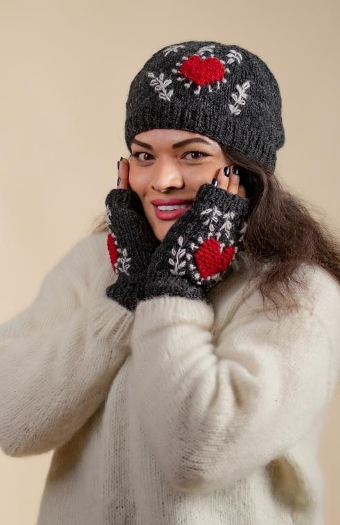 Knit Wool Heart Design Winter Beanie