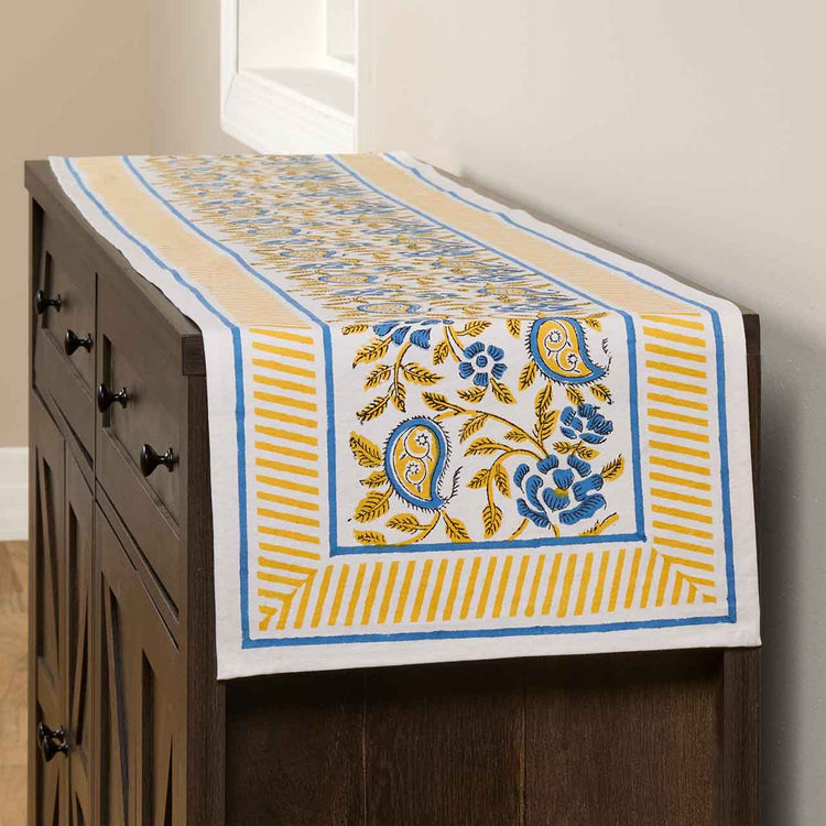 Suman Paisley Block Print Cotton Table Runner