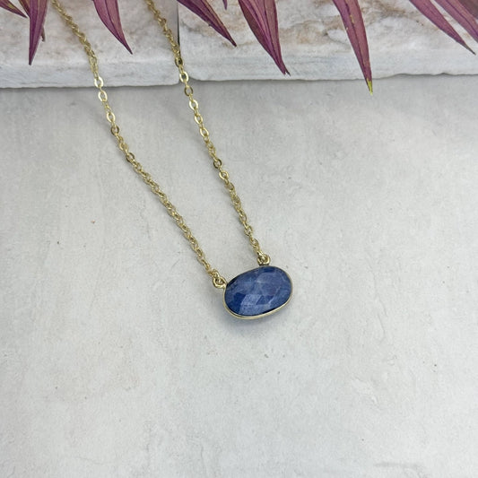 Gold Plated Sodalite Pendant Necklace